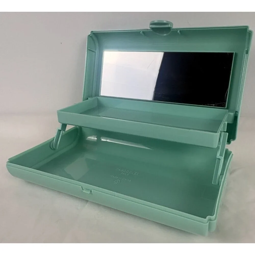 Caboodles 5606 Mint Green Makeup Case Mirror Tray Organizer Y2K 90s Vintage